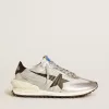 Marathon da donna con tomaia in nylon ripstop argento e stella nera Marathon da donna con tomaia in nylon ripstop argento e stella nera