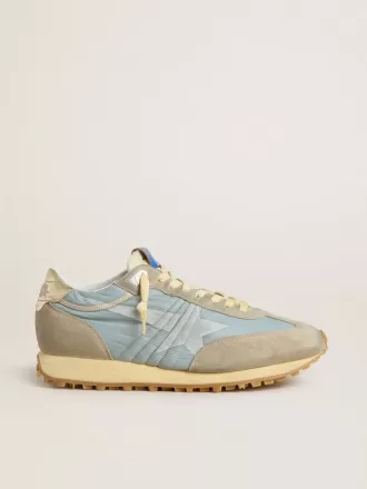 Marathon da uomo con tomaia in nylon azzurro e stella blu pastello