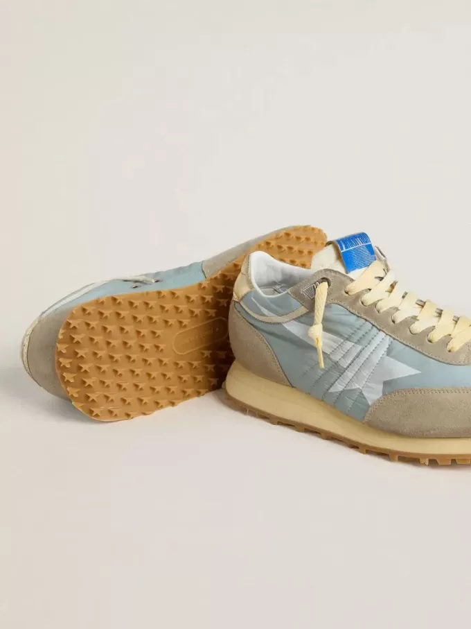 Marathon da uomo con tomaia in nylon azzurro e stella blu pastello Marathon da uomo con tomaia in nylon azzurro e stella blu pastello
