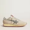 Marathon da uomo con tomaia in nylon beige e stella grigia Marathon da uomo con tomaia in nylon beige e stella grigia