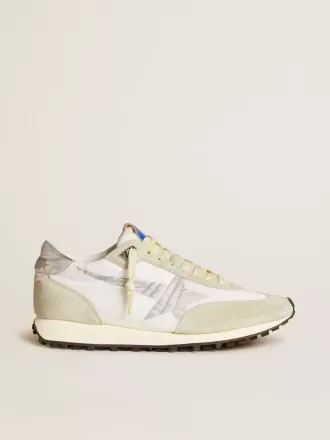 Marathon da uomo con tomaia in nylon bianco e stella argentata