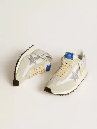 Marathon da uomo con tomaia in nylon bianco e stella argentata
