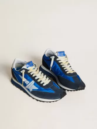 Marathon da uomo con tomaia in nylon blu e stella bianca