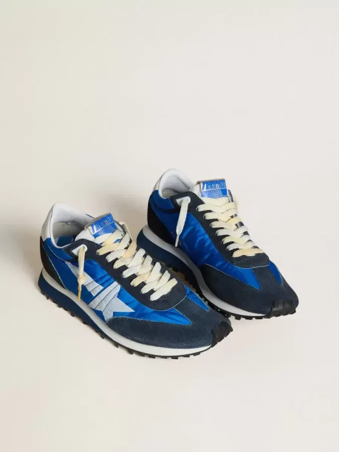 Marathon da uomo con tomaia in nylon blu e stella bianca Marathon da uomo con tomaia in nylon blu e stella bianca