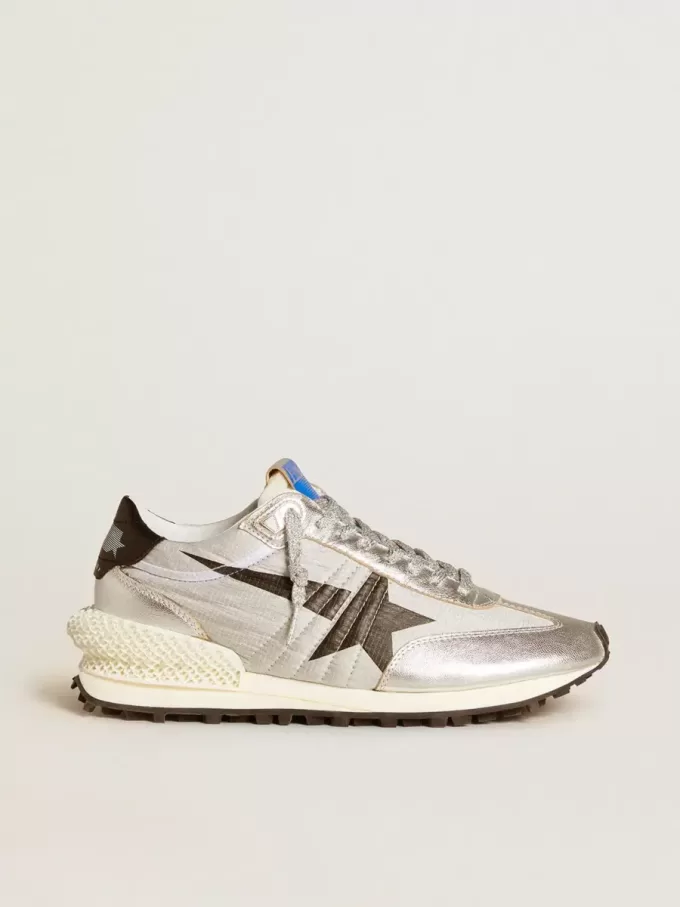 Marathon da uomo con tomaia in nylon ripstop argento e stella nera Marathon da uomo con tomaia in nylon ripstop argento e stella nera