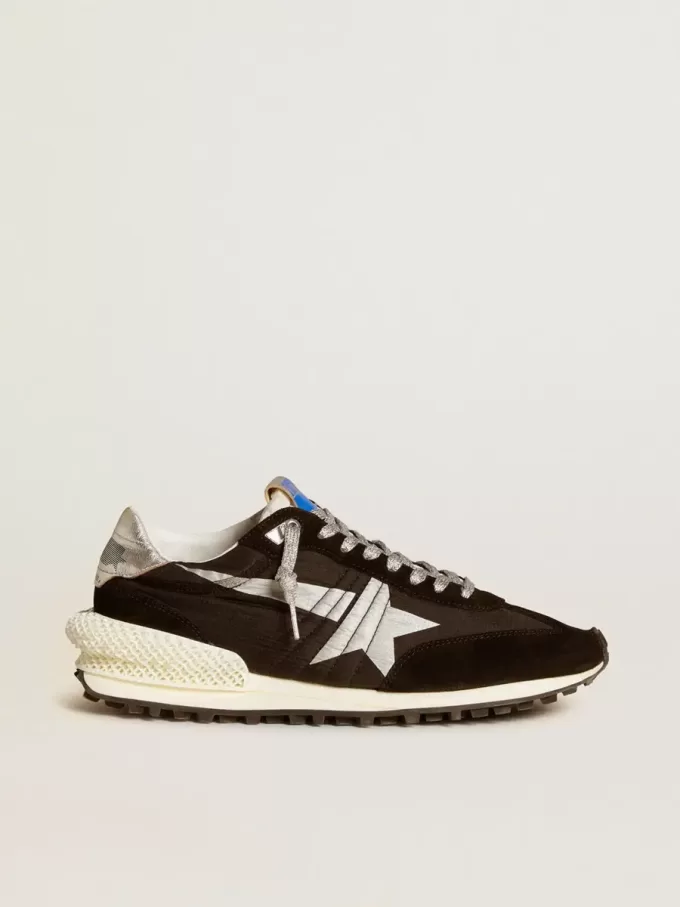 Marathon da uomo con tomaia in nylon ripstop nero e stella argentata Marathon da uomo con tomaia in nylon ripstop nero e stella argentata