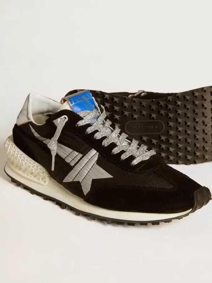 Marathon da uomo con tomaia in nylon ripstop nero e stella argentata Marathon da uomo con tomaia in nylon ripstop nero e stella argentata