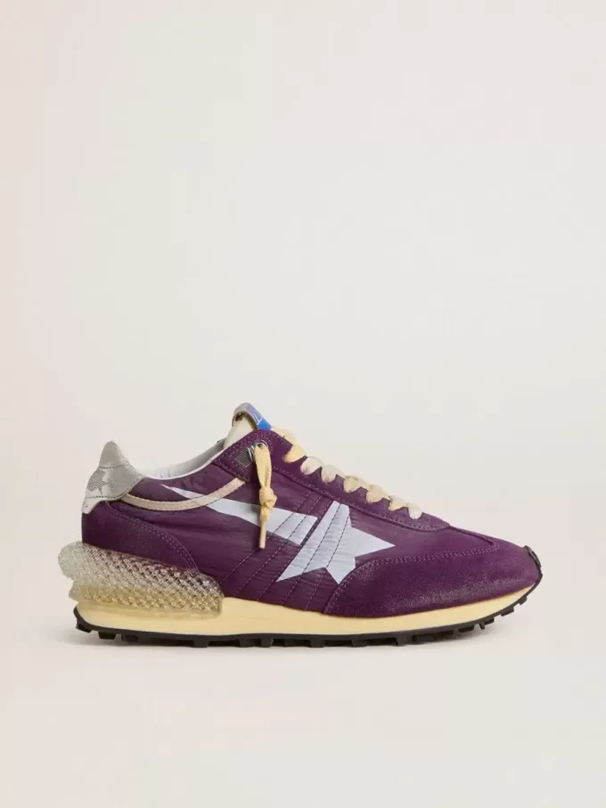 Marathon da uomo con tomaia in nylon viola e stella bianca Marathon da uomo con tomaia in nylon viola e stella bianca