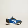 Marathon Junior in nylon blu con stella stampata e linguetta in pelle sul tallone Marathon Junior in nylon blu con stella stampata e linguetta in pelle sul tallone