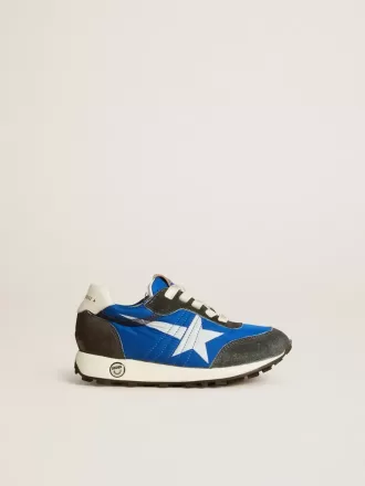 Marathon Junior in nylon blu con stella stampata e linguetta in pelle sul tallone Marathon Junior in nylon blu con stella stampata e linguetta in pelle sul tallone