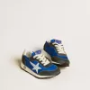 Marathon Junior in nylon blu con stella stampata e linguetta in pelle sul tallone Marathon Junior in nylon blu con stella stampata e linguetta in pelle sul tallone