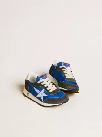 Marathon Junior in nylon blu con stella stampata e linguetta in pelle sul tallone Marathon Junior in nylon blu con stella stampata e linguetta in pelle sul tallone