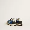 Marathon Junior in nylon blu con stella stampata e linguetta in pelle sul tallone Marathon Junior in nylon blu con stella stampata e linguetta in pelle sul tallone