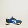 Marathon Young in nylon blu con stella stampata e linguetta in pelle sul tallone Marathon Young in nylon blu con stella stampata e linguetta in pelle sul tallone