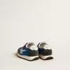 Marathon Young in nylon blu con stella stampata e linguetta in pelle sul tallone Marathon Young in nylon blu con stella stampata e linguetta in pelle sul tallone