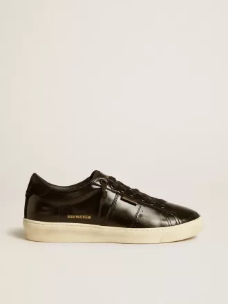 Matchstar da donna in pelle nera con linguetta sul tallone in camoscio nero