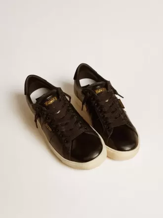 Matchstar da donna in pelle nera con linguetta sul tallone in camoscio nero