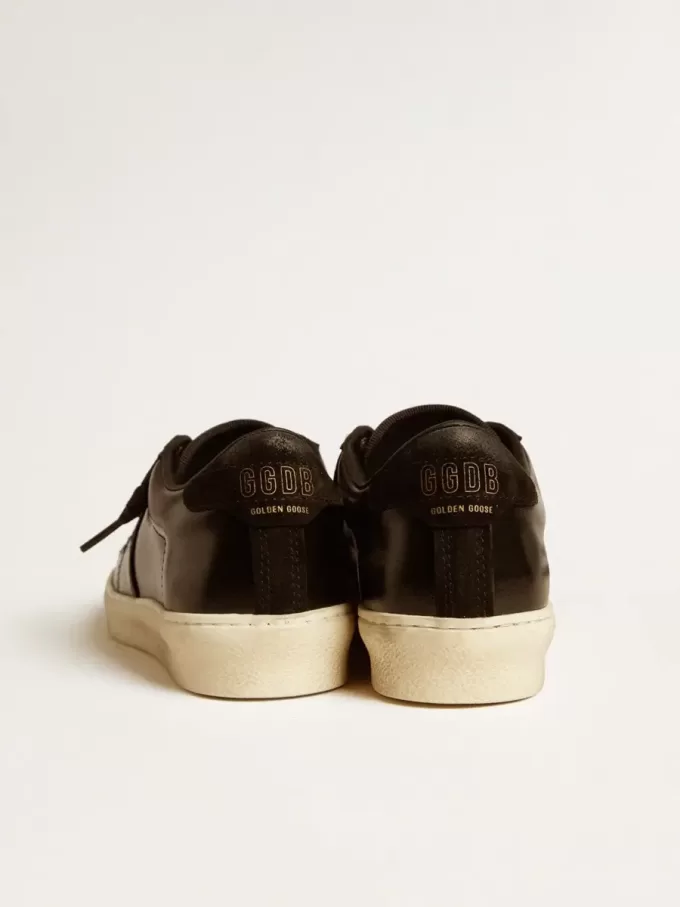 Matchstar da donna in pelle nera con linguetta sul tallone in camoscio nero