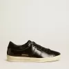 Matchstar da uomo in pelle nera con linguetta sul tallone in camoscio nero