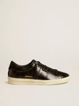 Matchstar da uomo in pelle nera con linguetta sul tallone in camoscio nero