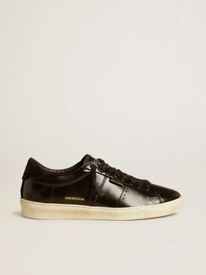 Matchstar da uomo in pelle nera con linguetta sul tallone in camoscio nero
