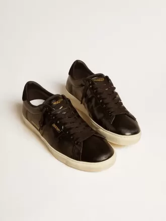 Matchstar da uomo in pelle nera con linguetta sul tallone in camoscio nero