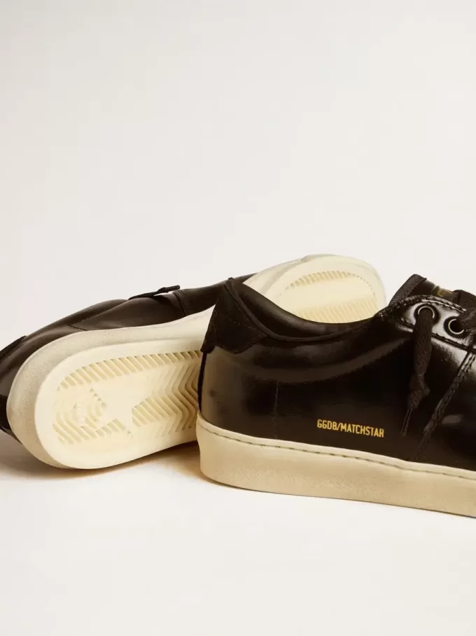 Matchstar da uomo in pelle nera con linguetta sul tallone in camoscio nero