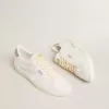 Matchstar in pelle bianca con tallone argentato glitterato
