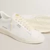 Matchstar in pelle bianca con tallone argentato glitterato