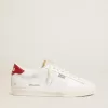 Matchstar in pelle bianca lucida con linguetta del tallone in pelle rossa lucida