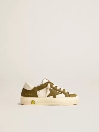 May Junior in pelle bianca e verde militare May Junior in pelle bianca e verde militare