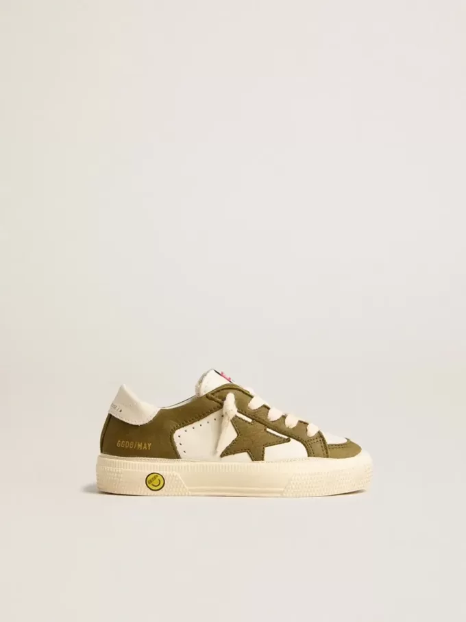 May Junior in pelle bianca e verde militare May Junior in pelle bianca e verde militare