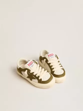 May Junior in pelle bianca e verde militare May Junior in pelle bianca e verde militare