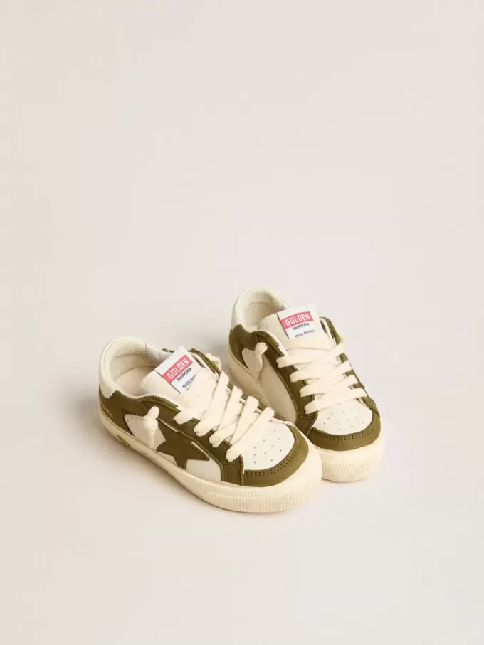 May Junior in pelle bianca e verde militare May Junior in pelle bianca e verde militare