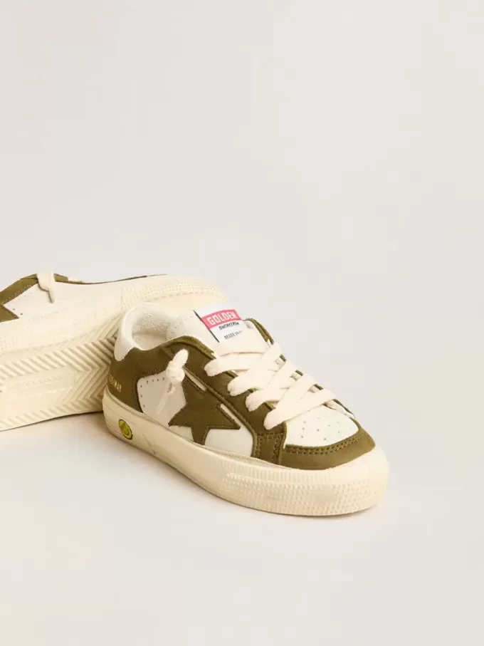 May Junior in pelle bianca e verde militare May Junior in pelle bianca e verde militare