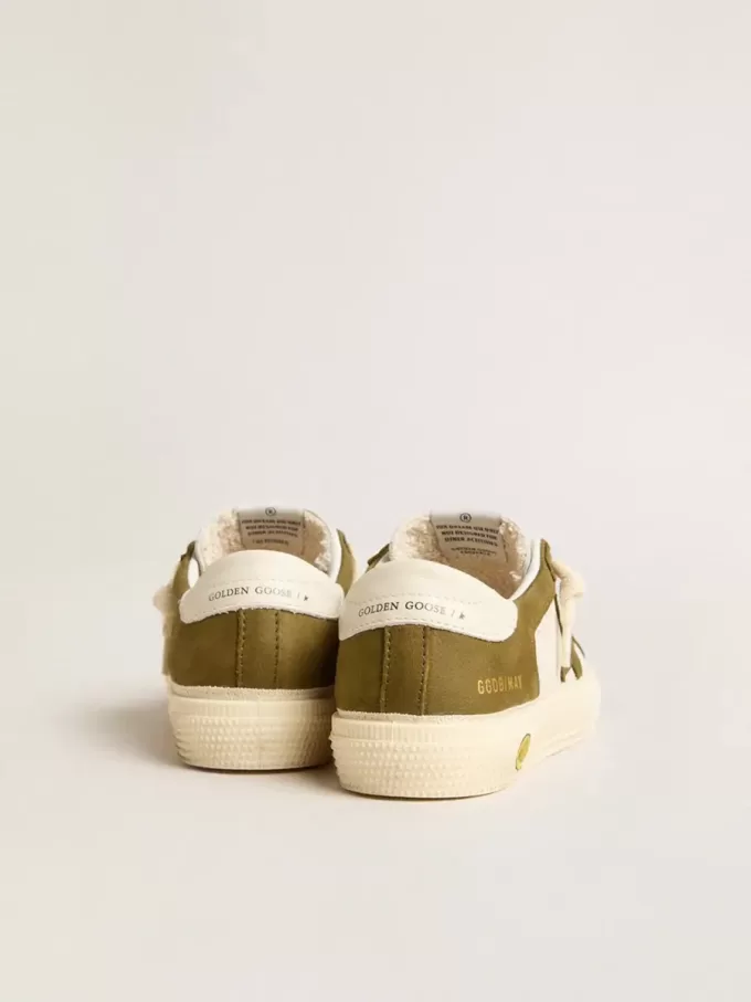 May Junior in pelle bianca e verde militare May Junior in pelle bianca e verde militare