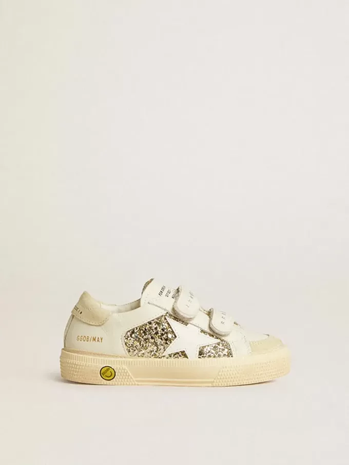 May School Junior glitterate con stella in pelle e linguetta in camoscio sul tallone