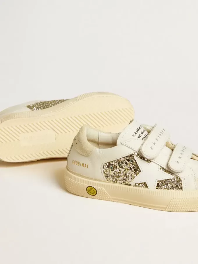 May School Young in glitter con stella in pelle e linguetta in camoscio sul tallone May School Young in glitter con stella in pelle e linguetta in camoscio sul tallone