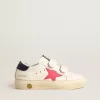 May Teen con stella in pelle fucsia e linguetta sul tallone con glitter blu