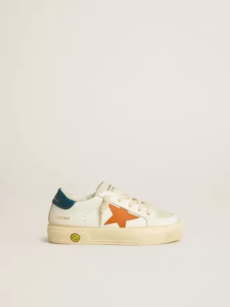 May Teen in nabuk con stella arancione e linguetta blu sul tallone