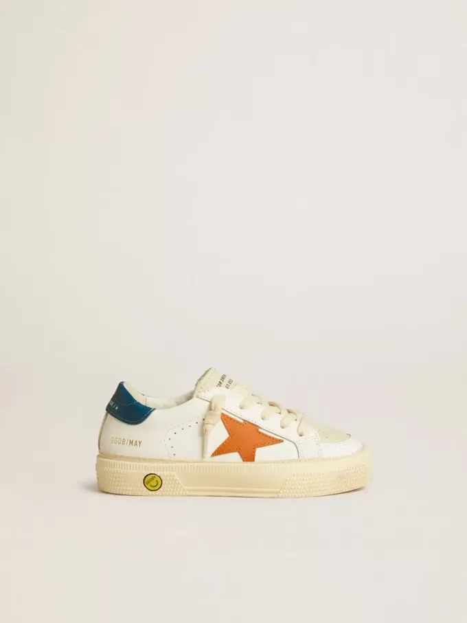 May Teen in nabuk con stella arancione e linguetta blu sul tallone
