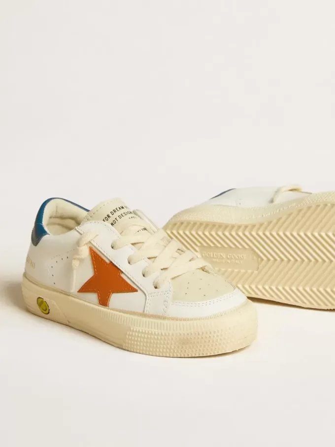 May Teen in nabuk con stella arancione e linguetta blu sul tallone