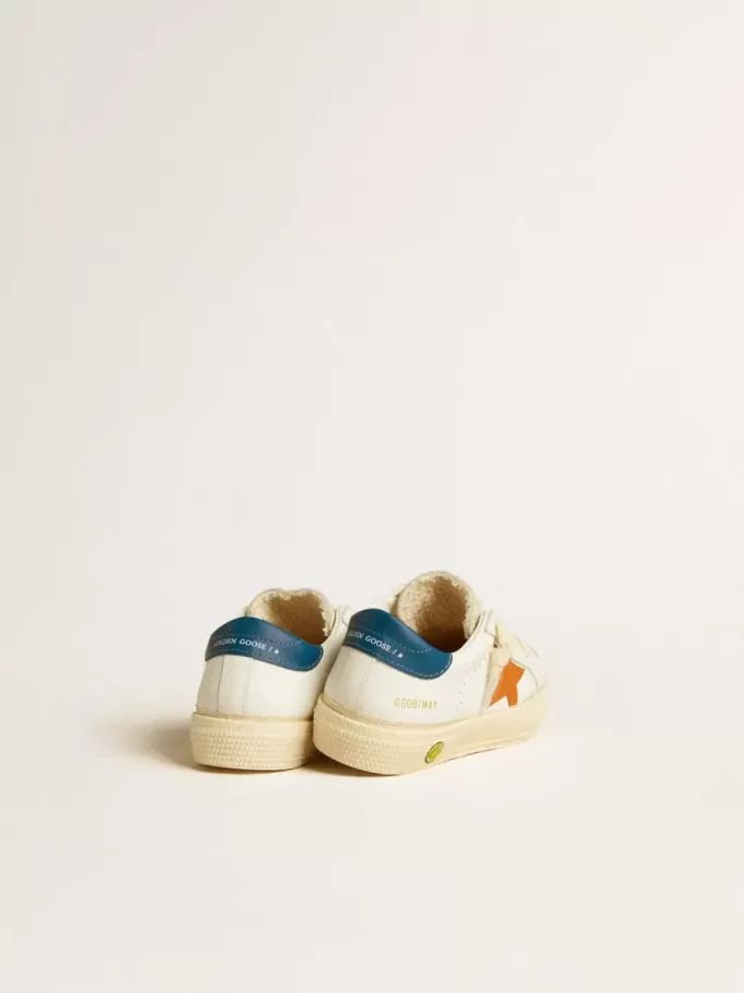 May Teen in nabuk con stella arancione e linguetta blu sul tallone