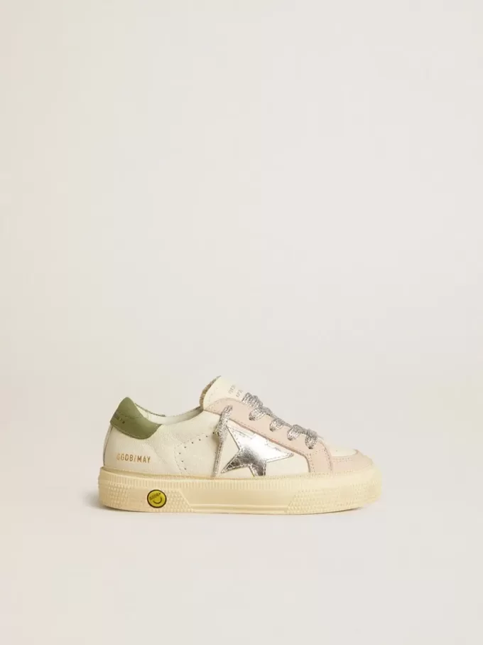 May Teen in nappa con stella argentata e linguetta sul tallone verde oliva