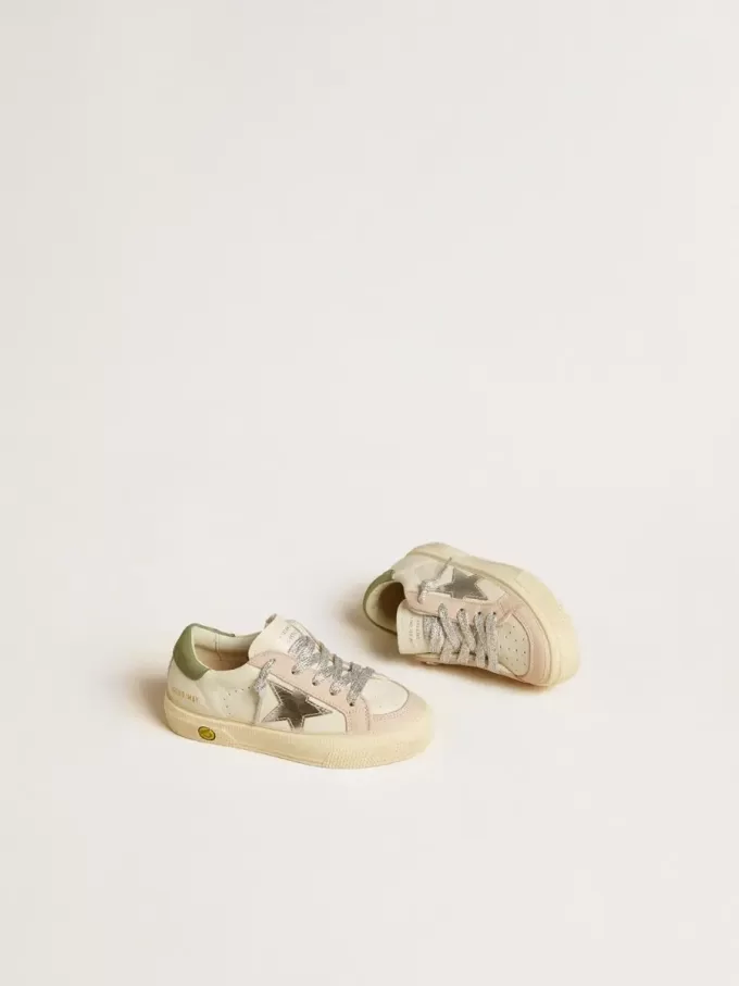 May Teen in nappa con stella argentata e linguetta sul tallone verde oliva