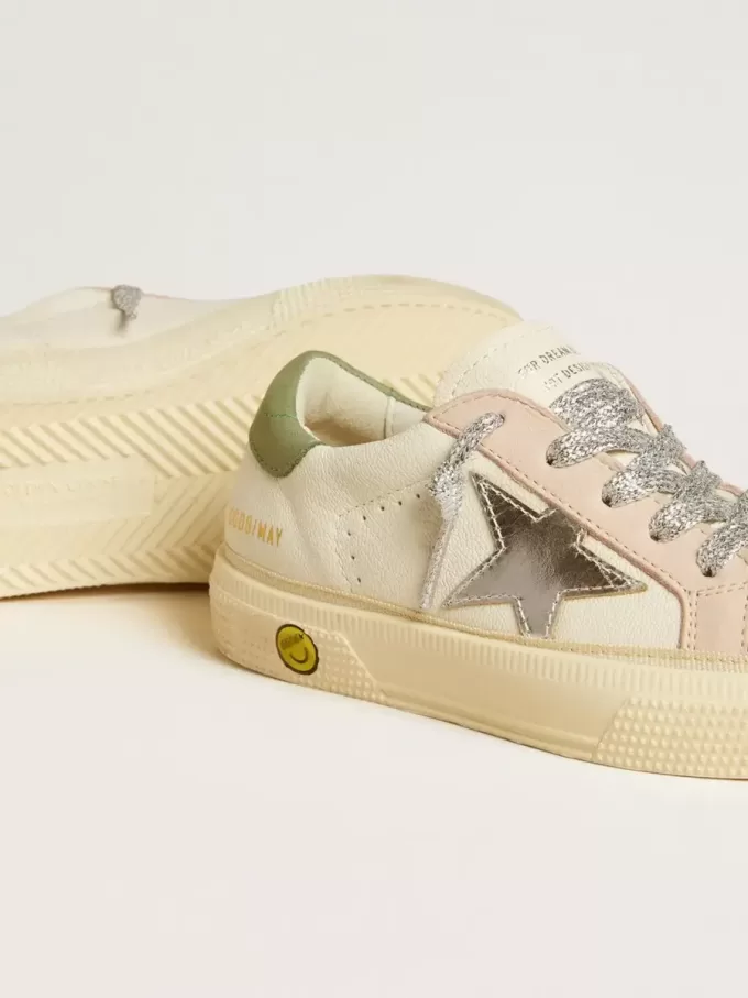 May Teen in nappa con stella argentata e linguetta sul tallone verde oliva