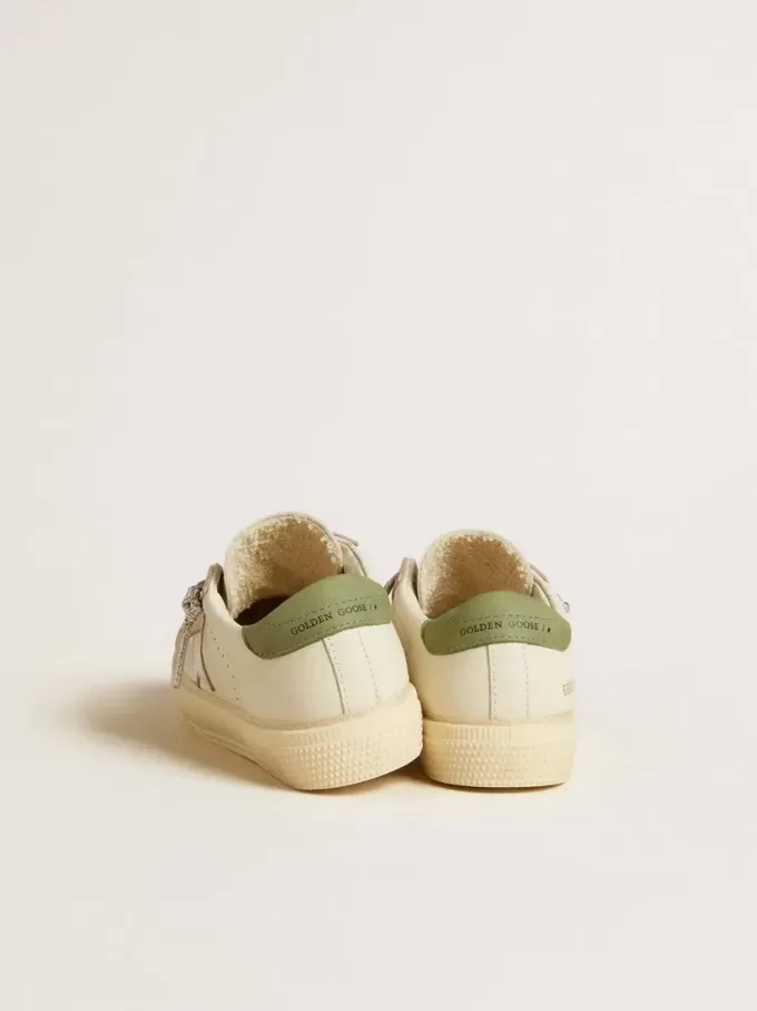 May Teen in nappa con stella argentata e linguetta sul tallone verde oliva