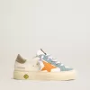 May Teen in nappa con stella in pelle arancione e inserti in pelle scamosciata blu