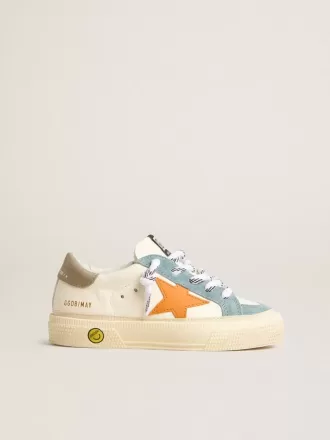 May Teen in nappa con stella in pelle arancione e inserti in pelle scamosciata blu