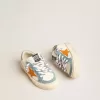 May Teen in nappa con stella in pelle arancione e inserti in pelle scamosciata blu